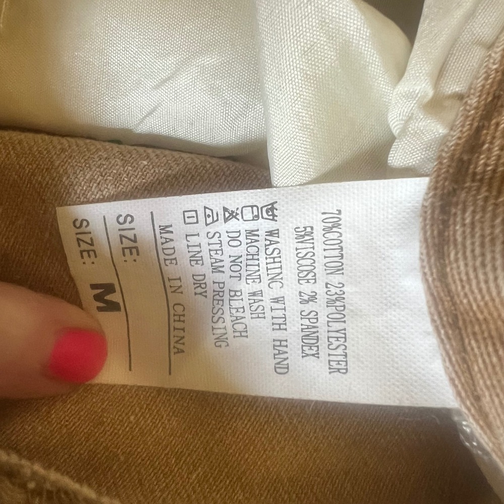 Unbranded Tan Distressed Flare Jeans High Rise Ripped Raw Hem Sand Wash Size M - Picture 10 of 10